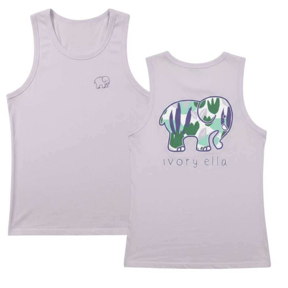 Ivory Ella Tropical Elephant Graphic Tank Top-Medium